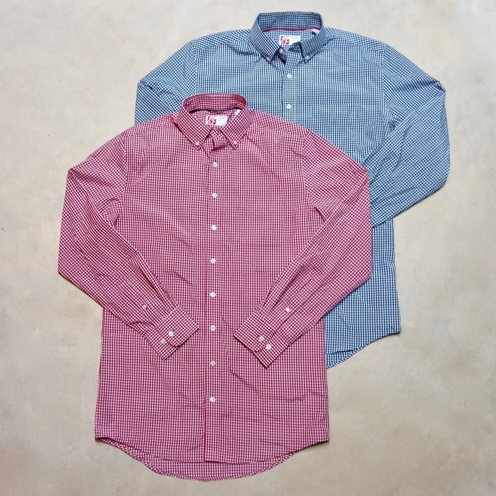 Lot of 2 Chick-Fil-A Oobe Employee Work Shirts Size SMALL TALL Gingham Check